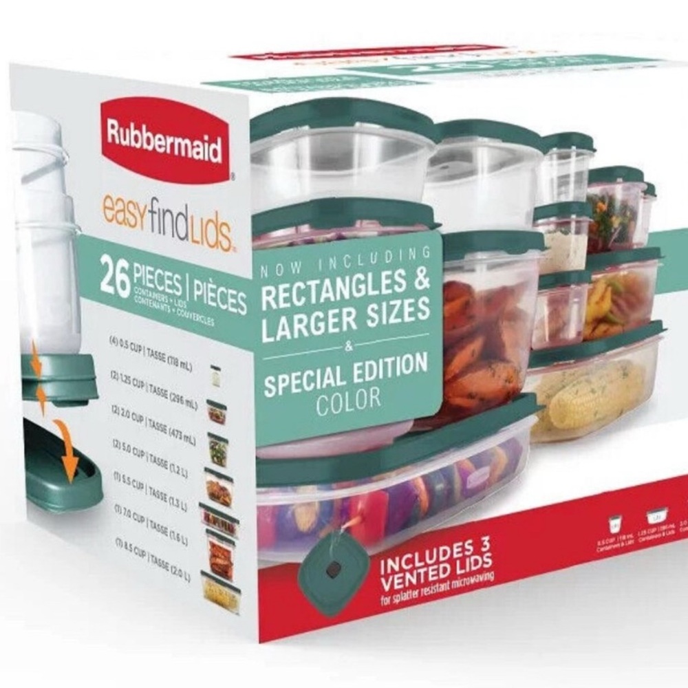 Rubbermaid Easy Find Lids Storage Set - GREEN, NWT